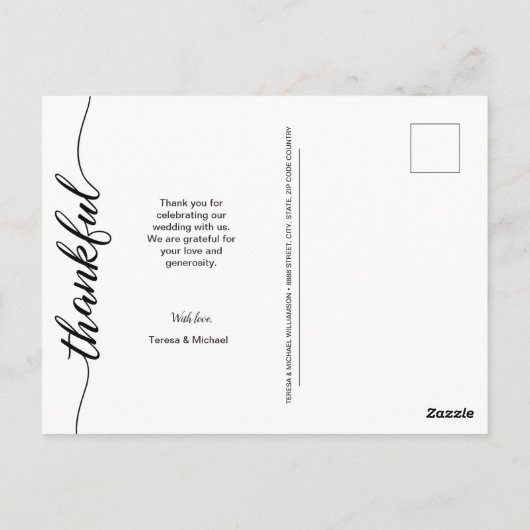 Dankbares Script Boho Wedding Vielen Dank Postkarte (Rückseite)