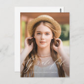 Dankbares Script Foto Abschluss Vielen Dank Postkarte (Vorne/Hinten)