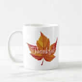 Dankbares Script & Orange Fall Leaf Kaffeetasse (Links)