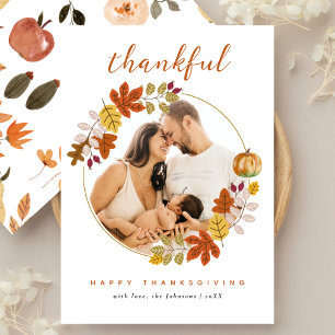 Dankbares Skript Herbst Botanicals Foto Erntedankf Feiertagskarte