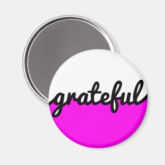 Dankbares Skript Modernes Hot Pink Black and White Magnet (Vorderseite/Rückseite)