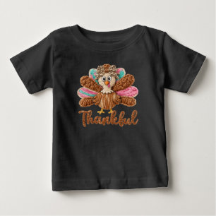 Dankbares Truthahn-Design – Latch Hook Garn Häkeln Baby T-shirt