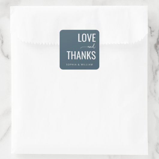 Dankbares Türkis Typografisch Quadratischer Aufkleber (Tasche)