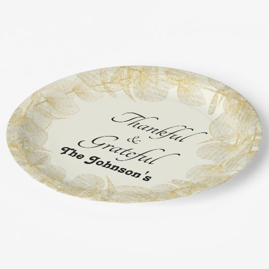 Dankbares und dankbares Herbstfest Abendessen Part Pappteller (Schrägansicht)