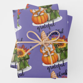 Dankbares und dankbares Set von 3 Packpapierblätte Geschenkpapier Set