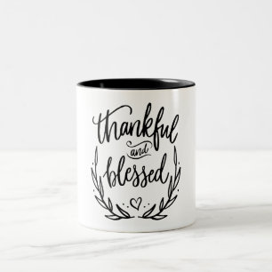Dankbares und gesegnetes Christliches Zitat Zweifarbige Tasse