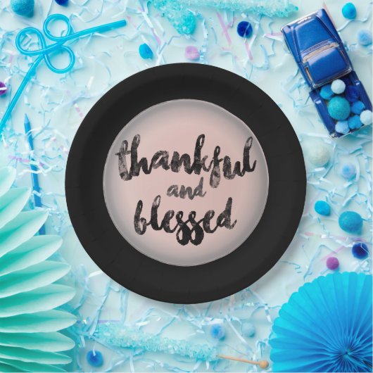 Dankbares und gesegnetes Design Pappteller (Party)