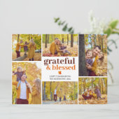 Dankbares und gesegnetes Herbstfamilien Foto Feiertagskarte (Stehend Vorderseite)