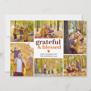 Dankbares und gesegnetes Herbstfamilien Foto Feiertagskarte