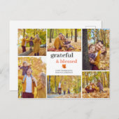 Dankbares und gesegnetes Herbstfamilien Foto Feiertagspostkarte (Vorne/Hinten)
