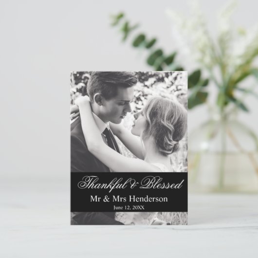 Dankbares und gesegnetes Script Foto Hochzeit Viel Postkarte (Stehend Vorderseite)