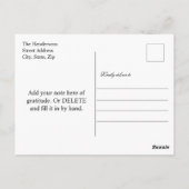 Dankbares und gesegnetes Script Foto Hochzeit Viel Postkarte (Rückseite)