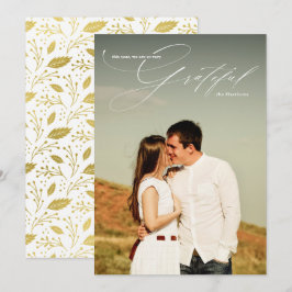 Dankbares White Script Calligrafy Full Foto Feiertagskarte