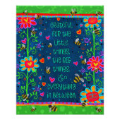 Dankbares Zitat Green Blue Floral Whimsical Art Fotodruck (Vorne)