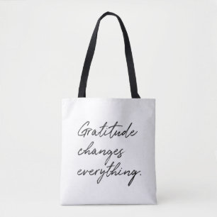 Dankbarkeit ändert alles, was Typografie Tasche