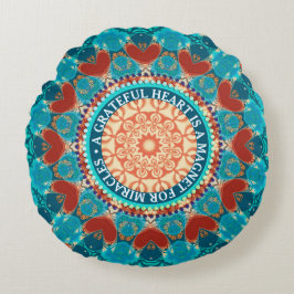 Dankbarkeit Aqua Aquamarin Mandala individualisier Rundes Kissen