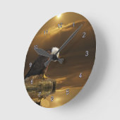 Dankbarkeit Bald Eagle Spirituelle Wildlife Clock Runde Wanduhr (Winkel)