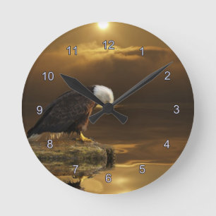 Dankbarkeit Bald Eagle Spirituelle Wildlife Clock Runde Wanduhr