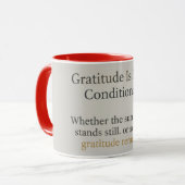 Dankbarkeit bleibt: Inspirierende Affirmation Zen Tasse (Vorderseite Links)