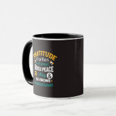 Dankbarkeit bringt heute Frieden – Positiver Glaub Tasse (Vorderseite Links)