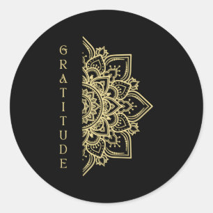 Dankbarkeit Dala Typografie Zen Namaste Yoga Medit Runder Aufkleber