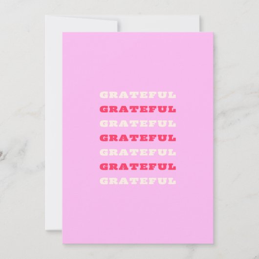 Dankbarkeit, Dankbarkeit, Danksagung, Rosa, Urlaub Dankeskarte (Vorderseite)