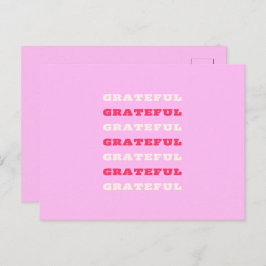 Dankbarkeit, Dankbarkeit, Danksagung, Rosa, Urlaub Postkarte (Vorne/Hinten)