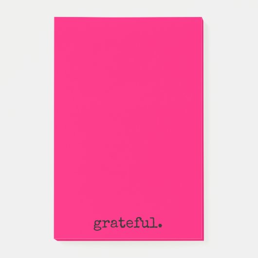 Dankbarkeit der Typografie heiß rosa Post-it Klebezettel (Vorderseite)