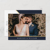 Dankbarkeit des Navy Blue Gold Foil Foto Dankeskarte (Vorne/Hinten)