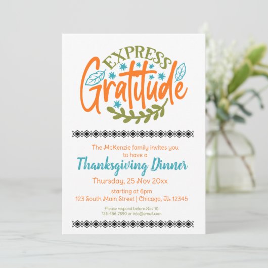 Dankbarkeit Einladung (Stehend Vorderseite)