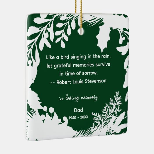 Dankbarkeit Erinnerungen Zitat Grüne Foto Keramikornament (Rechts)