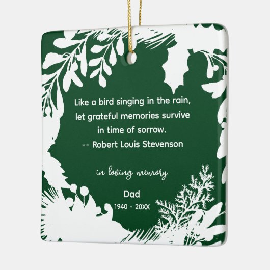 Dankbarkeit Erinnerungen Zitat Grüne Foto Keramikornament (Links)