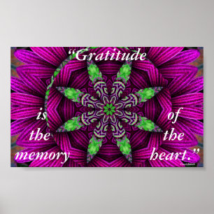 Dankbarkeit Floral Kaleidoscopic Mandala Poster