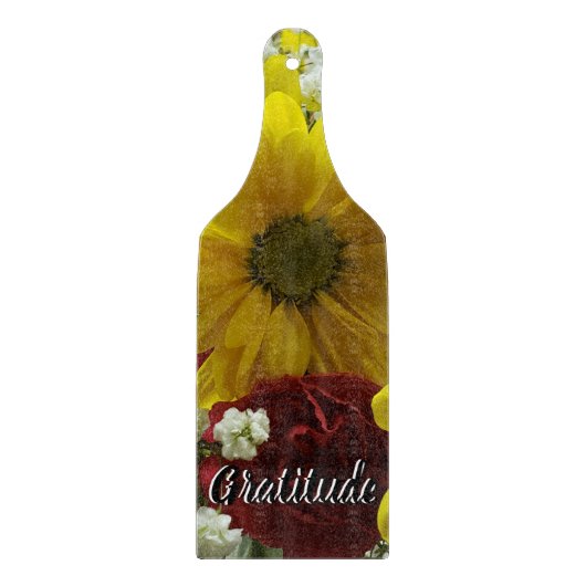 Dankbarkeit Floral Yellow Daisy Red Carnation Schneidebrett (Vorderseite)
