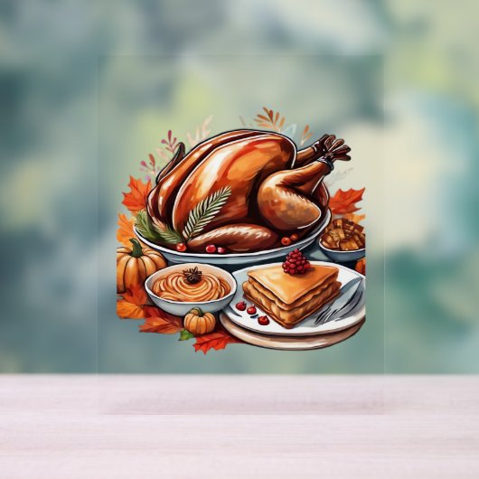 Dankbarkeit & Fly Turkey - farbenfroher urbaner Ca Acrylschild (Neutral)