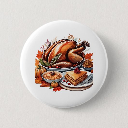 Dankbarkeit & Fly Turkey - farbenfroher urbaner Ca Button (Vorderseite)