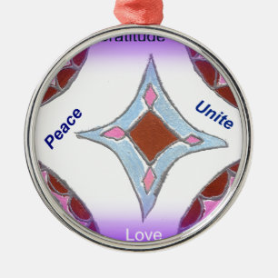 "Dankbarkeit Frieden Liebe Einheit" Mandala Kunst Ornament Aus Metall