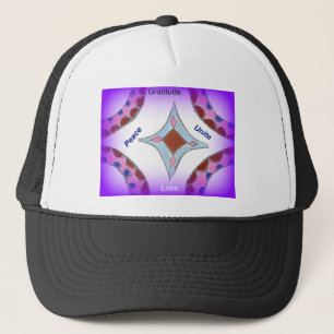 "Dankbarkeit Frieden Liebe Einheit" Mandala Kunst Truckerkappe