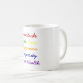 Dankbarkeit, Frieden, Liebe, Glück, Kaffee-Tasse Kaffeetasse (VorderseiteRechts)