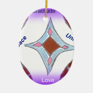 "Dankbarkeit Frieden Liebe Vereint" Mandala Kunst Keramik Ornament