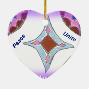 "Dankbarkeit Frieden Liebe Vereint" Mandala Kunst Keramikornament