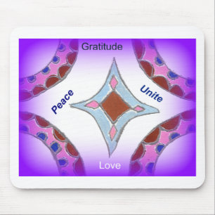 "Dankbarkeit Frieden Liebe Vereint" Mandala-Kunst- Mousepad