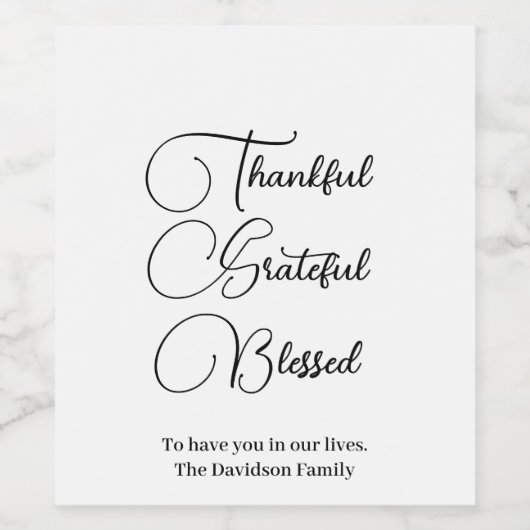 Dankbarkeit für den gesegneten Script-Erntedank Weinetikett (Einzelnes Label)