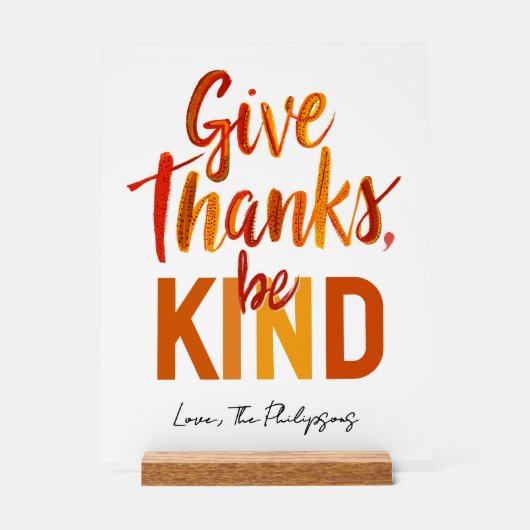 Dankbarkeit gesegnet geben Dank Fall farbenfrohe S Acrylschild (Vorderseite)