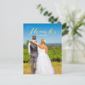 Dankbarkeit Gold | Foto Wedding Vielen Dank Postca Postkarte (Stehend Vorderseite)