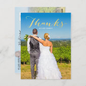 Dankbarkeit Gold | Foto Wedding Vielen Dank Postca Postkarte (Vorne/Hinten)