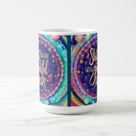 Dankbarkeit Herzboho farbenfrohe Inspirivity Kaffeetasse (Mittel)