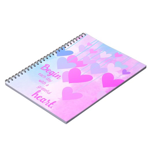 Dankbarkeit Herzrosa Lila Blue Danksagung Zitat Notizblock (Linke Seite)