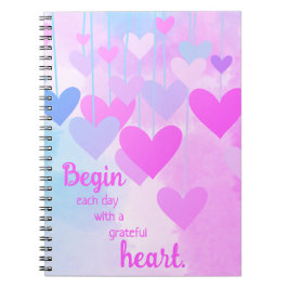 Dankbarkeit Herzrosa Lila Blue Danksagung Zitat Notizblock