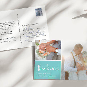 Dankbarkeit in Aqua   Hochzeitsszenario Foto Viele Postkarte